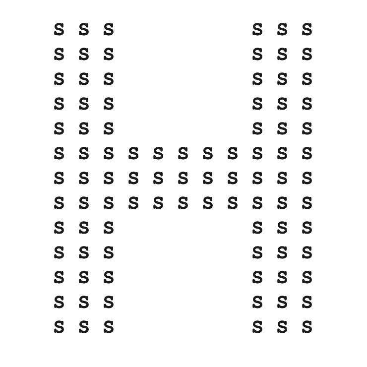 A Navon figure: a large H made of small S characters