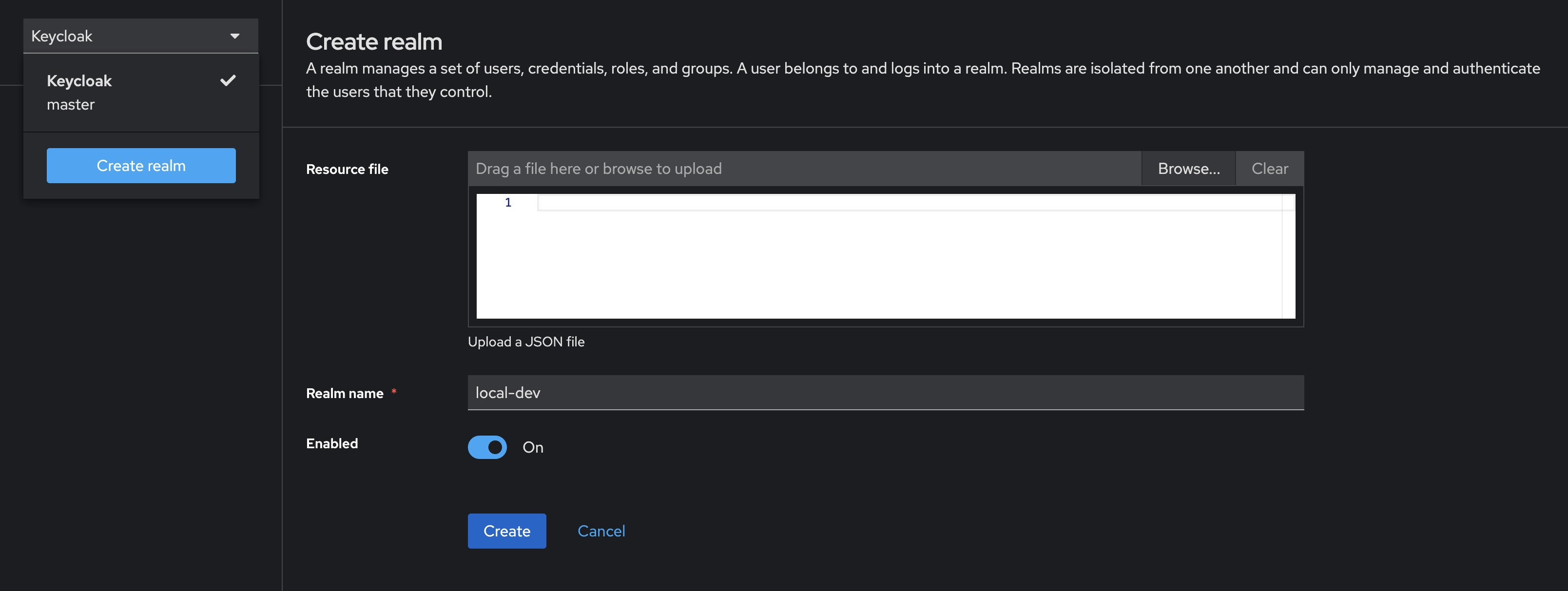 Creating a new realm